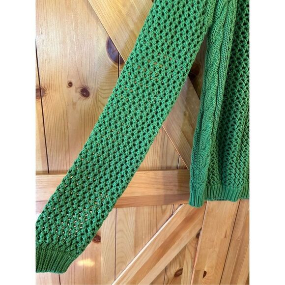 Kenar Green Openwork Knit Sweater Size Medium (4931) - Picture 2 of 6